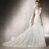 Νυφικό Mikonos σε Α γραμμή με δαντέλα και πέπλο - Fashion Brides Σέρρες.