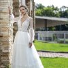 Νυφικό Gabriela σε Α γραμμή με δαντέλα και μακριά μανίκια - Fashion Brides Σέρρες.