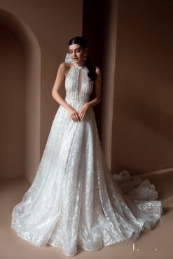 Νυφικό Idril Α γραμμής με halter λαιμόκοψη - Fashion Brides Σέρρες.