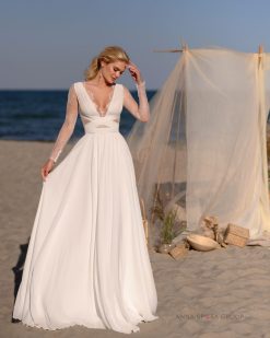 Νυφικό Omus Α γραμμής με δαντέλα - Fashion Brides Σέρρες.