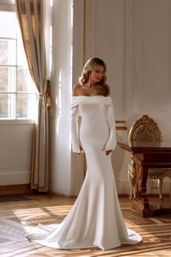 Νυφικό Paris γοργονέ με σατέν υφή - Fashion Brides Σέρρες.