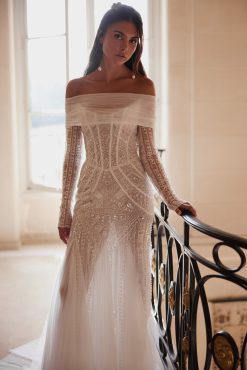 Λεπτομέρεια κεντημένου κορσέ στο νυφικό Aletea - Fashion Brides Σέρρες.