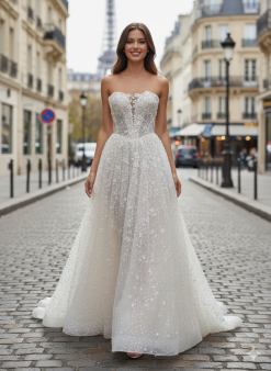 Πριγκιπικό νυφικό Mareva με κορσέ και strapless ντεκολτέ - Fashion Brides Σέρρες.