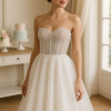 Μίνι νυφικό Andriana Bridal Party Dress με κορσέ και πέρλες - Fashion Brides Σέρρες.